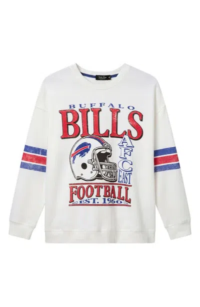 Junk Food Buffalo Bills Oversized Striped Graphic Sweatshirt In Vintage White