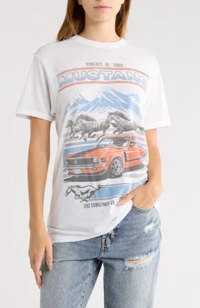 Junk Food Burnout Mustang Graphic T-shirt In White