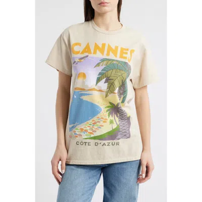 Junk Food Cannes Côte D'azur Graphic T-shirt In Sand