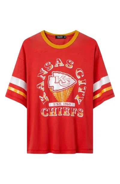 Junk Food Chiefs Glitter Boxy Ringer Graphic T-shirt In Licorice