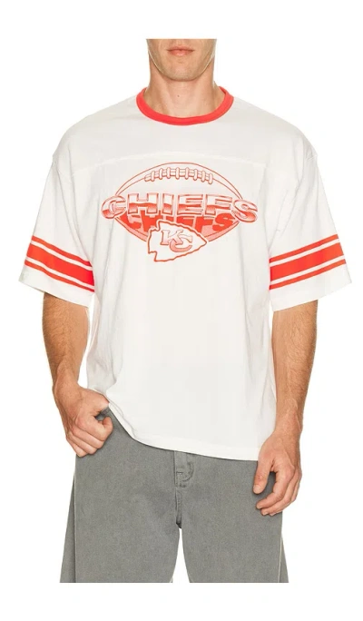 Junk Food Chiefs Oversized Stripe Ringer Tee In White