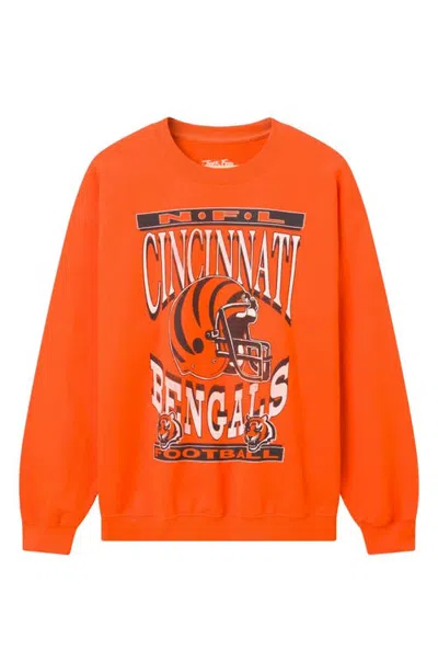 Junk Food Cincinnati Bengals Helmet Crewneck Sweatshirt In Orange