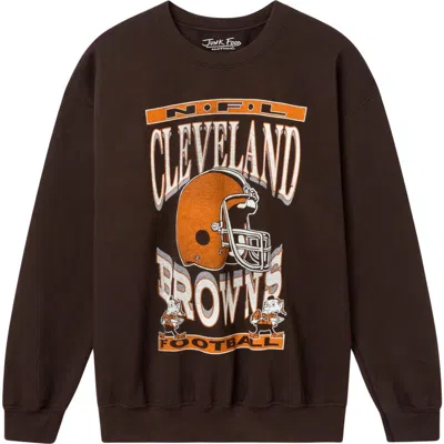 Junk Food Cleveland Browns Helmet Crewneck Sweatshirt In Dark Brown