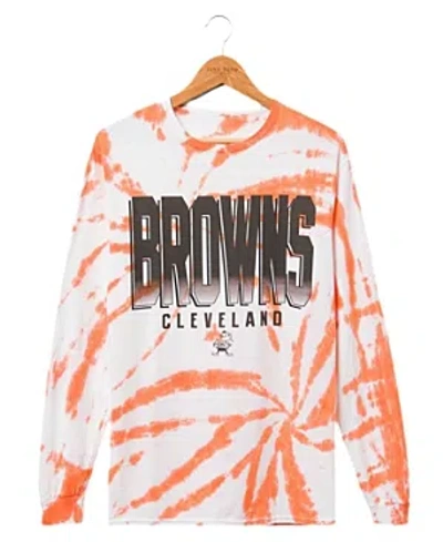 Junk Food Clothing Browns Game Time Tie Dye Long Sleeve Tee In Orange Tie-dye