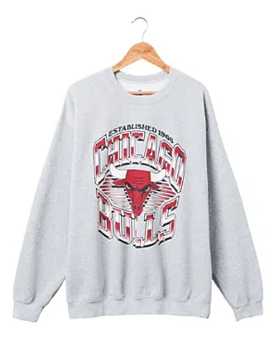 Junk Food Clothing Bulls Chrome Lines Crew Fleece Sweatshirt In Heather Grey