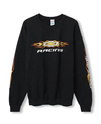 Junk Food Clothing Chevy Racing Flames Flea Market Crew Fleece In Black