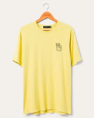 Junk Food Clothing Jf Peace + Smiles Logo Embroidered Vintage Tee In Yellow