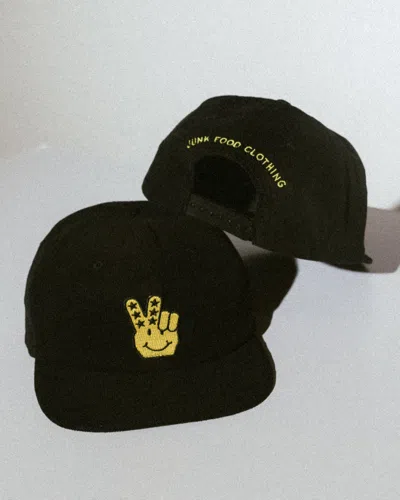 Junk Food Clothing Jf Peace + Smiles Patch Cord Hat In Black