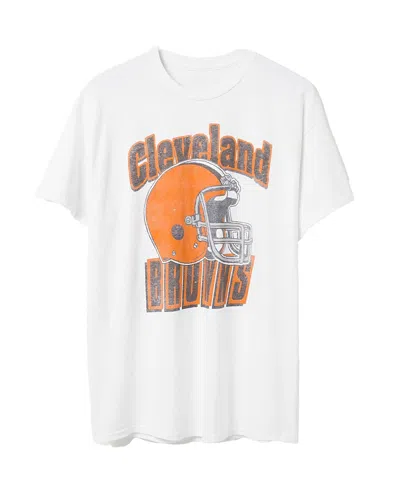 Junk Food Clothing Nfl Cleveland Browns Throwback Helmet Flea Market Tee In White