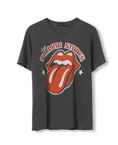 Junk Food Clothing Men's The Rolling Stones Hot Lip Stars Vintage Tee In Black