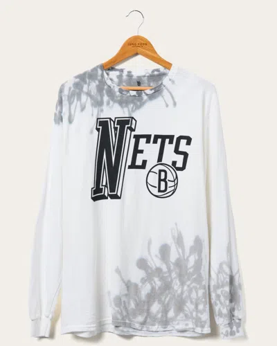 Junk Food Clothing Nba Brooklyn Nets Tie Dye Flea Market Long Sleeve Tee In White