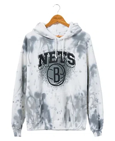 Junk Food Clothing Nba Brooklyn Nets Tie Dye Hoodie In True Black/grey