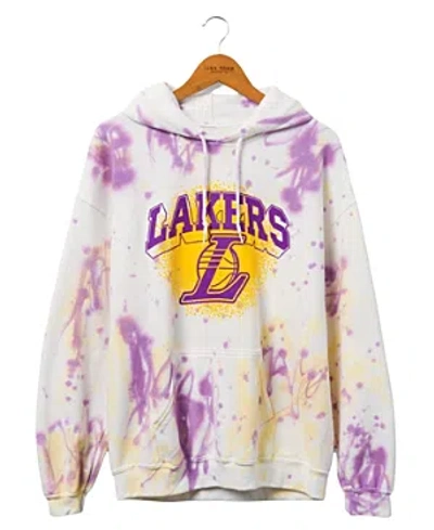 Junk Food Clothing Nba Los Angeles Lakers Tie Dye Hoodie In Purple/mustard