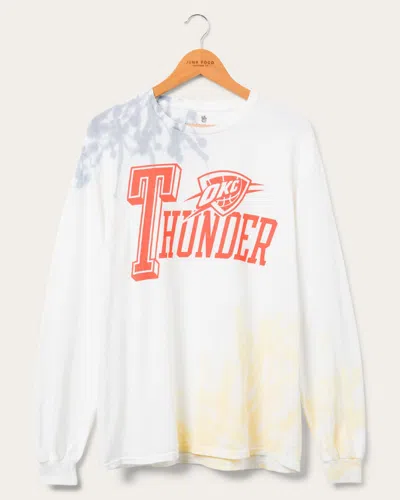 Junk Food Clothing Nba Oklahoma City Thunder Tie Dye Flea Market Long Sleeve Tee In White