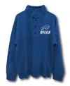 Junk Food Clothing Unisex Nfl Buffalo Bills Mock 1/4 Button Up Sweatshirt In Liberty