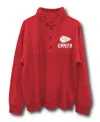 Junk Food Clothing Unisex Nfl Kansas City Chiefs Mock 1/4 Button Up Sweatshirt In Licorice