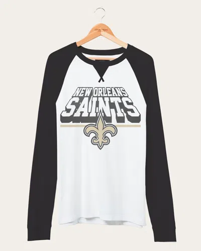 Junk Food Clothing Nfl New Orleans Saints Colorblock Long Sleeve Raglan In White
