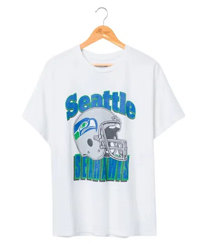Junk Food Clothing Nfl Seattle Seahawks Throwback Helmet Flea Market Tee In White