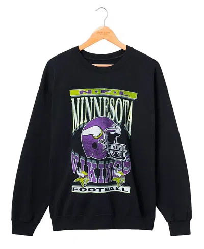 Junk Food Clothing Nfl Unisex Minnesota Viking Helmet Flea Market Crew Fleece In Minnesota Vikings