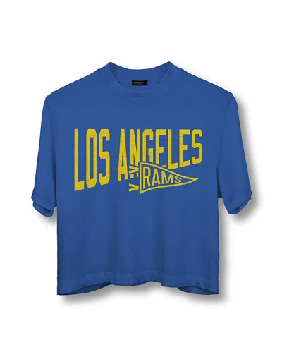 Junk Food Clothing Nfl Women's Los Angeles Rams Dual Threat Mock Neck Crop Tee In Liberty