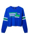 Junk Food Clothing Nfl Women's Seattle Seahawks Retro Crop Fleece Sweatshirt In Blue