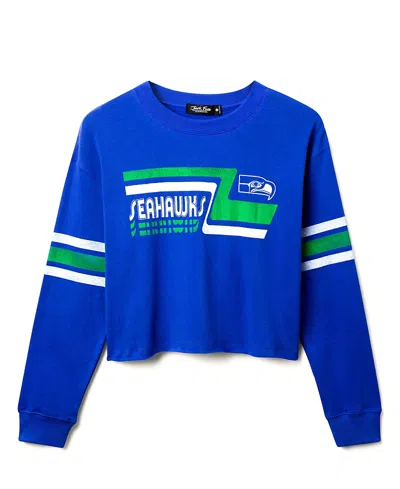 Junk Food Clothing Nfl Women's Seattle Seahawks Retro Crop Fleece Sweatshirt In Blue