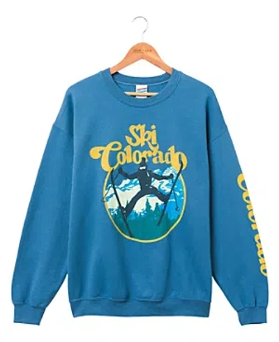 Junk Food Clothing Ski Colorado Flea Market Fleece Sweatshirt In Indigo Blue