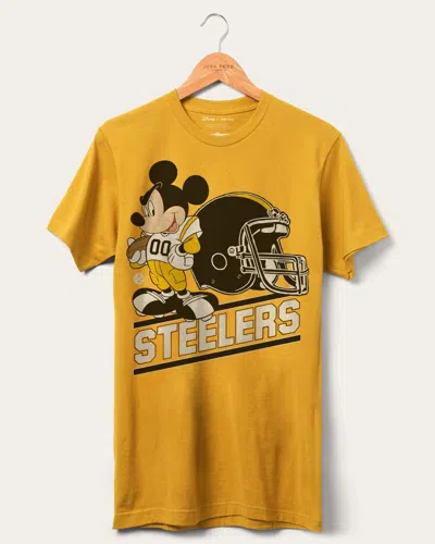 Junk Food Clothing Steelers Disney Mickey Came To Play Fan Tee In Yellow