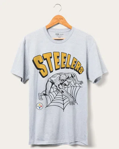 Junk Food Clothing Steelers Spider-man Web Slinger Tee In Grey