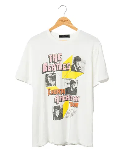 Junk Food Clothing The Beatles North American Tour 3d Boxes Vintage Tee In Vintage White