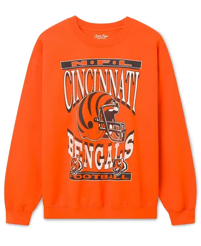 Junk Food Clothing Unisex Cincinnati Bengals Helmet Flea Market Crew Fleece Sweatshirt In Orange