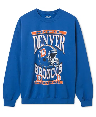 Junk Food Clothing Unisex Denver Broncos Helmet Flea Market Crew Fleece Sweatshirt In Blue