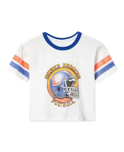 Junk Food Clothing Unisex Denver Broncos Striped Ringer Tee - Little Kid, Big Kid In Vintage-like White