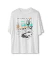 Junk Food Clothing Unisex Ford Mustang Road Trip Oversized Tee In White