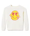 Junk Food Clothing Unisex Heart Eyed Smiley Raglan Fleece Sweatshirt - Little Kid, Big Kid In White