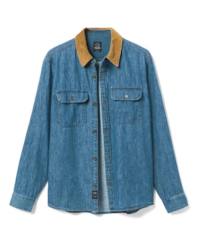 Junk Food Clothing Unisex Hemp Denim Corded Collar Work Shirt In Blue