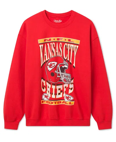 Junk Food Clothing Unisex Kansas City Chiefs Helmet Flea Market Crew Fleece Sweatshirt In Red