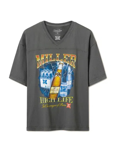 Junk Food Clothing Unisex Miller High Life Lightning Bottles V-neck Hockey Tee In Gray