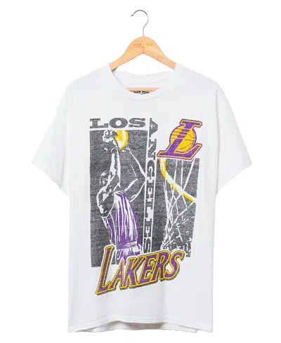 Junk Food Clothing Unisex Nba Los Angeles Lakers Jump Shot Short Sleeve Tee In White