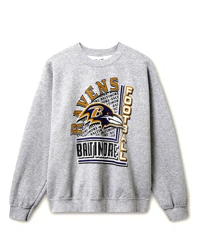 Junk Food Clothing Unisex Nfl Baltimore Ravens Backfield Flea Market Crew Fleece Sweatshirt In Gray