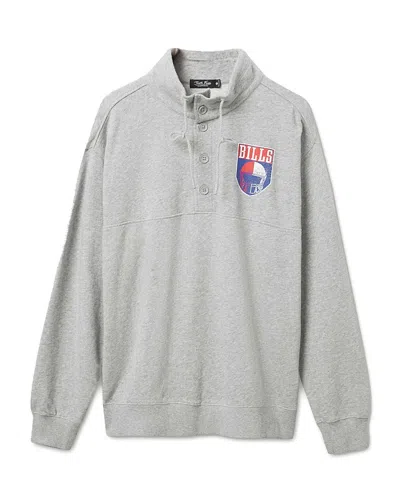 Junk Food Clothing Unisex Nfl Buffalo Bills Slant 1/4 Button Up Fleece In Gray