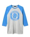 Junk Food Clothing Unisex Nfl Detroit Lions Elite Raglan In Heather Grey/lions Blue