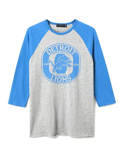 Junk Food Clothing Unisex Nfl Detroit Lions Elite Raglan In Heather Grey/lions Blue