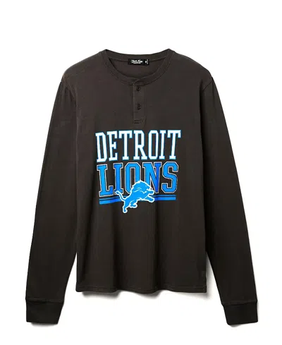 Junk Food Clothing Unisex Nfl Detroit Lions Long Sleeve Henley In Black