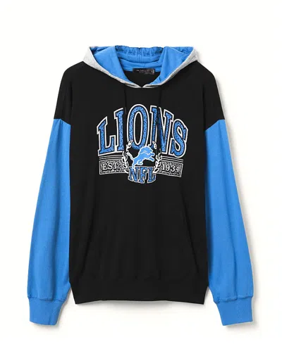 Junk Food Clothing Unisex Nfl Detroit Lions Tri Color Block Hoodie In Midnight/lions Blue/heather Grey