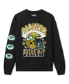Junk Food Clothing Unisex Nfl Green Bay Packers Glitter Helmet Flea Market Crew Fleece In Black