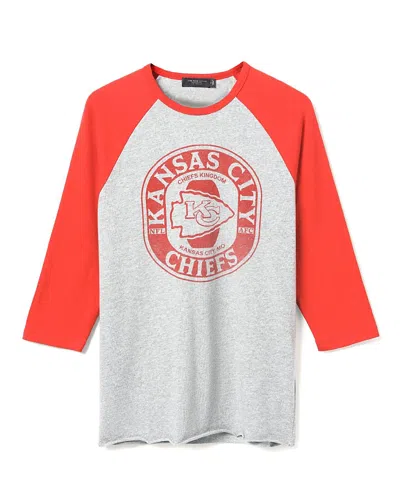 Junk Food Clothing Unisex Nfl Kansas City Chiefs Elite Raglan In Heather Grey/licorice