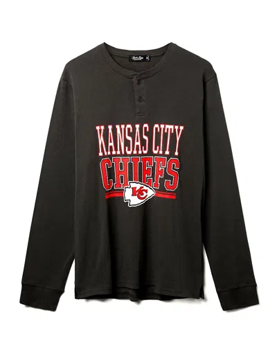 Junk Food Clothing Unisex Nfl Kansas City Chiefs Long Sleeve Henley In Black