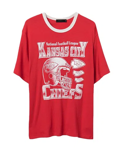 Junk Food Clothing Unisex Nfl Kansas City Chiefs Oversized Ringer Tee In Licorice