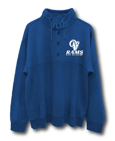 Junk Food Clothing Unisex Nfl Los Angeles Rams Mock 1/4 Button Up In Blue